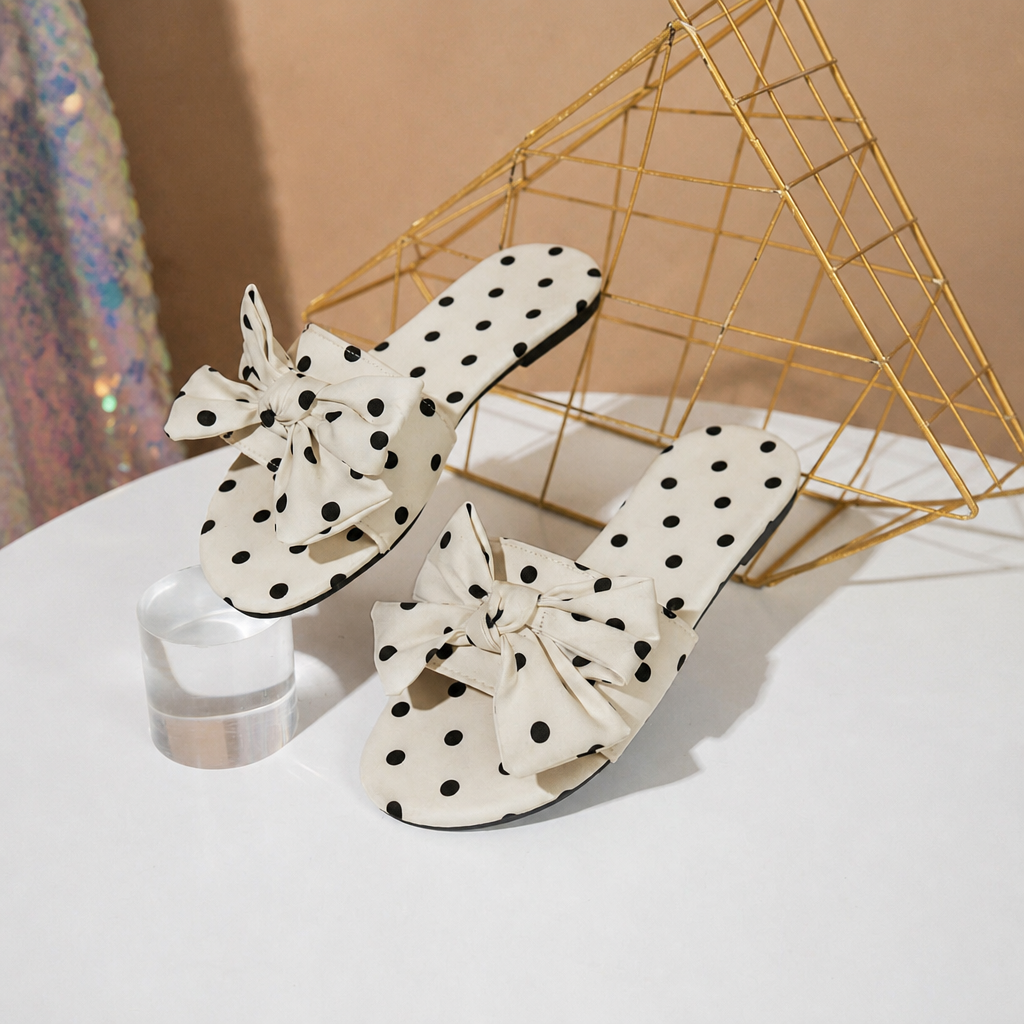 Big Bow Flat Slip On Slippers with Lightweight Design for Women