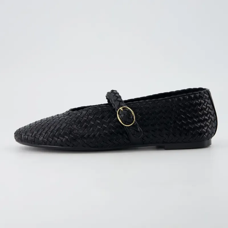 Woven Bistro Mary Jane Flat Shoes