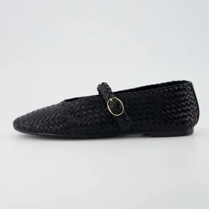 Woven Bistro Mary Jane Flat Shoes