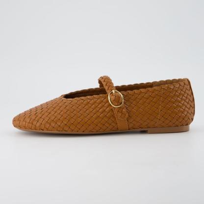 Woven Bistro Mary Jane Flat Shoes