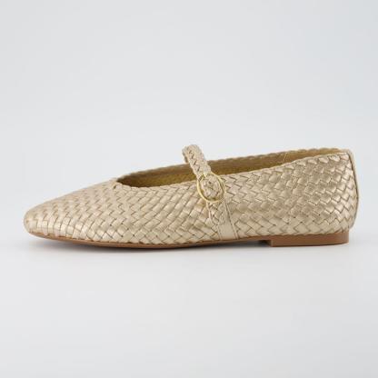 Woven Bistro Mary Jane Flat Shoes