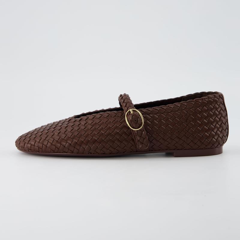 Woven Bistro Mary Jane Flat Shoes