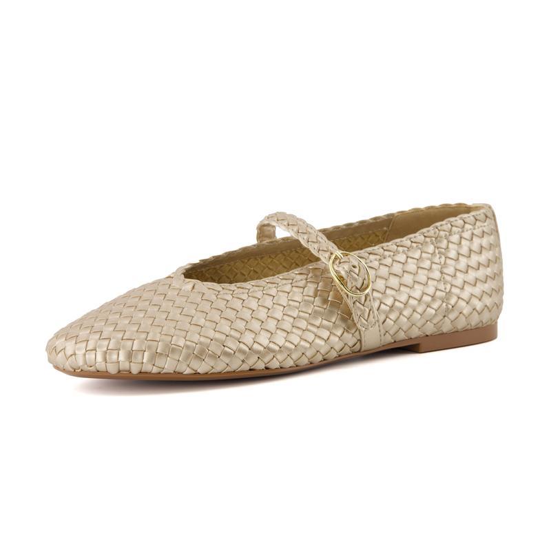 Woven Bistro Mary Jane Flat Shoes