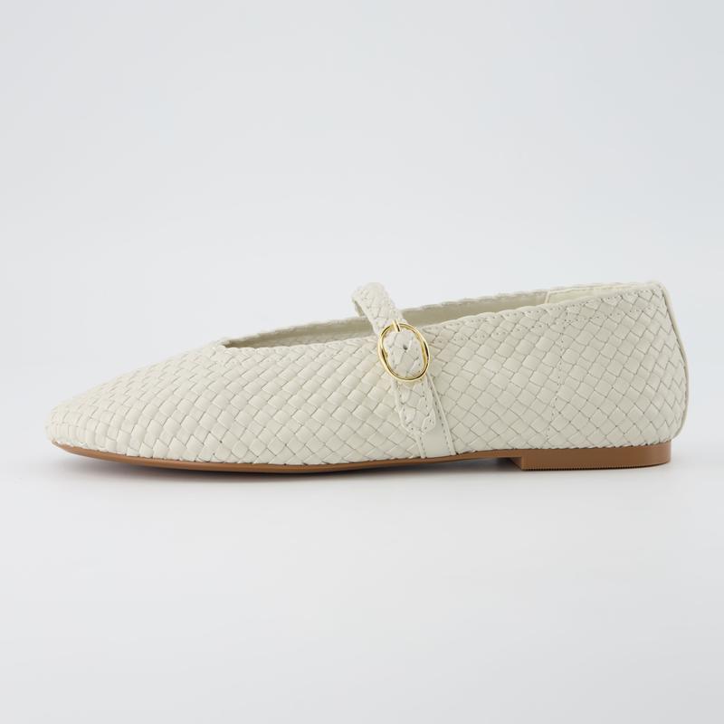 Woven Bistro Mary Jane Flat Shoes