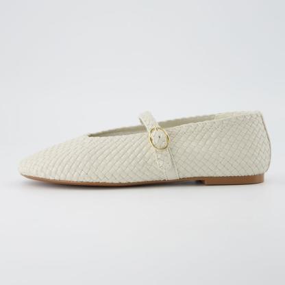Woven Bistro Mary Jane Flat Shoes