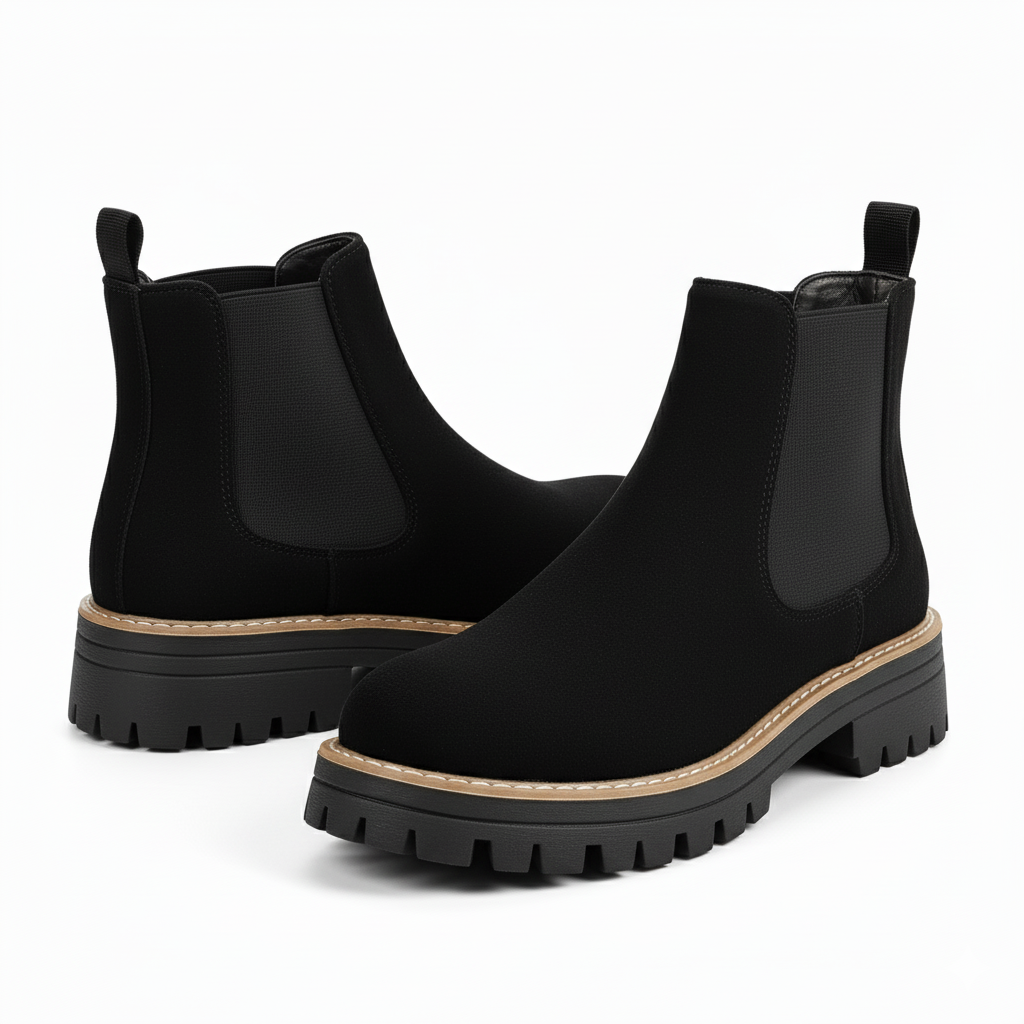 Women's Chunky Platform Chelsea Boots with Cushioned Insole