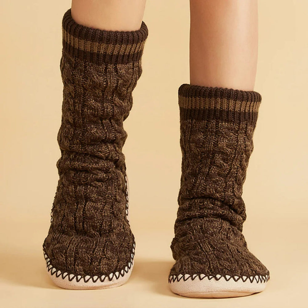 Plaid Knit Slipper Socks