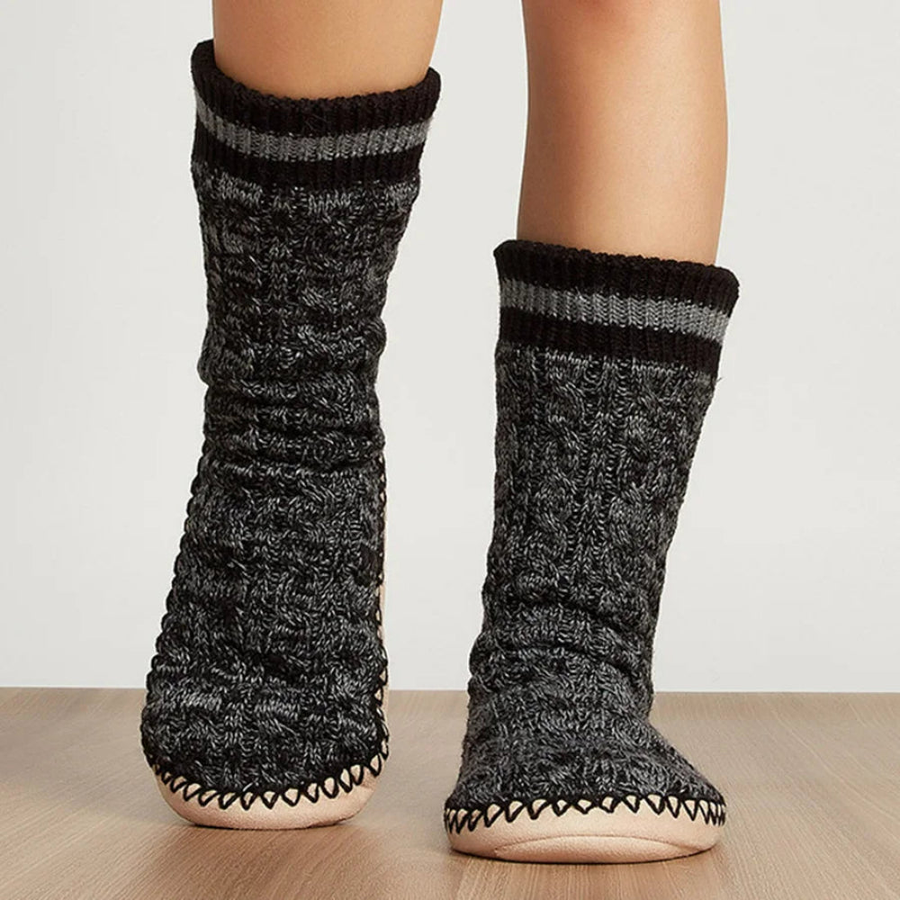 Plaid Knit Slipper Socks