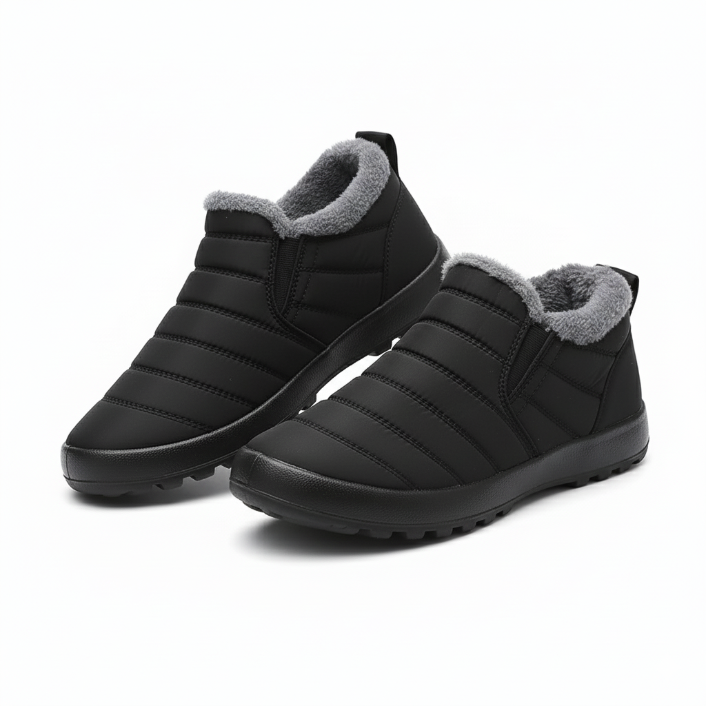 Slip On Winter Boots For Women With Thick Fabric Upper And PU SoleSlip On Winter Boots For Women With Thick Fabric Upper And PU Sole - Image 5