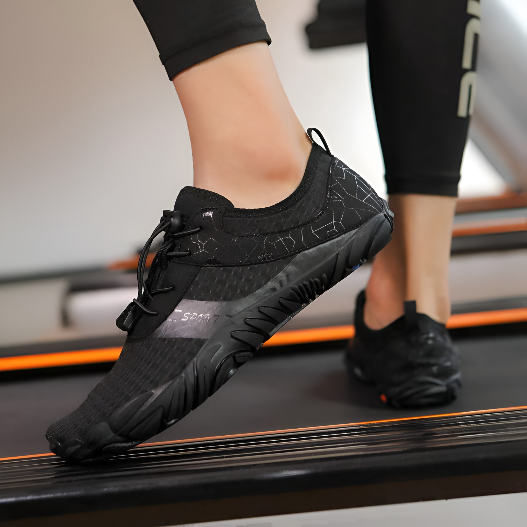 Adjustable Quick Dry Barefoot Water Shoes in Black - Right Side