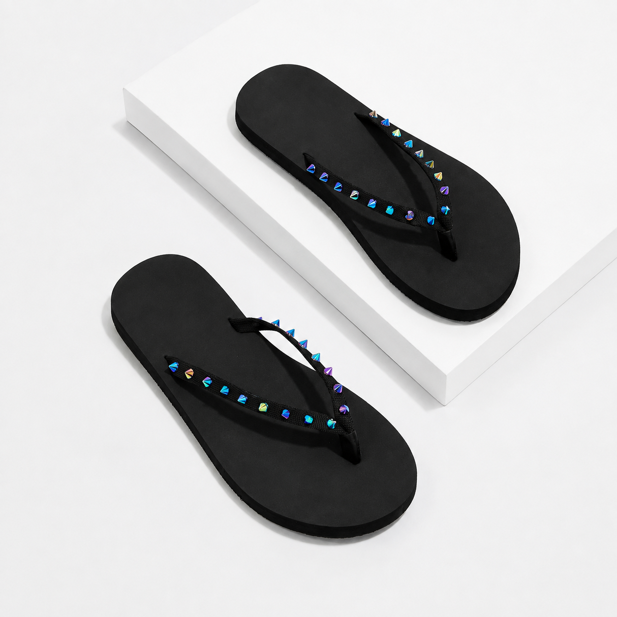 Casual Summer Spiked Decor Flip Flops For Women