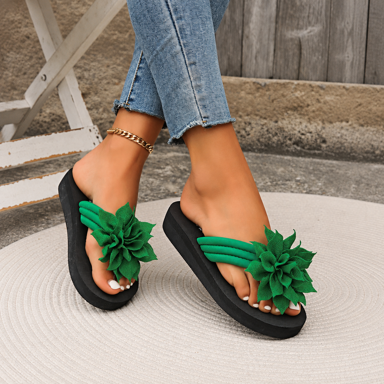 Casual Floral Flip Flops Sandals For Women