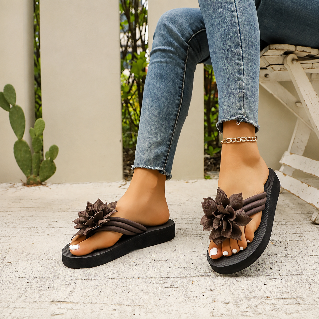 Casual Floral Flip Flops Sandals For Women