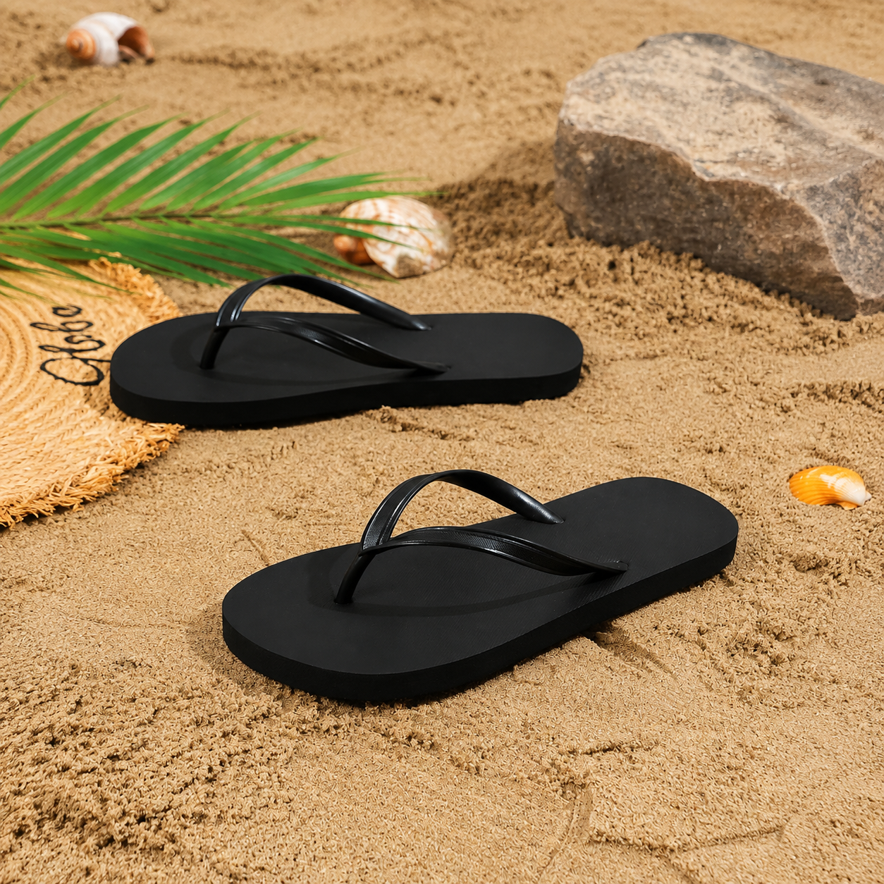 Versatile Solid Colored Flat Flip Flops Sandals For Women