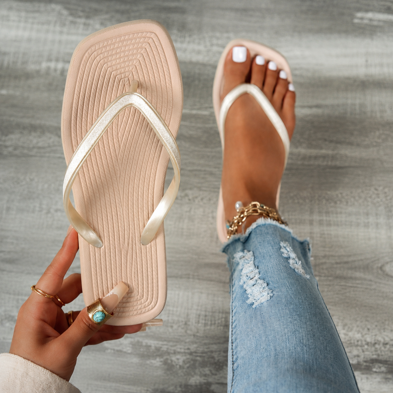 Casual Solid Open Toe Flip Flops For Women