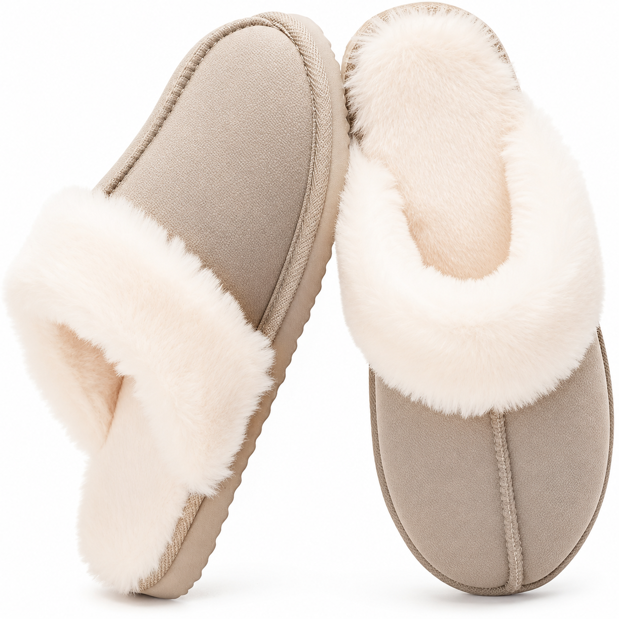 Memory Foam Indoor And Outdoor Winter Fur Slippers For Women