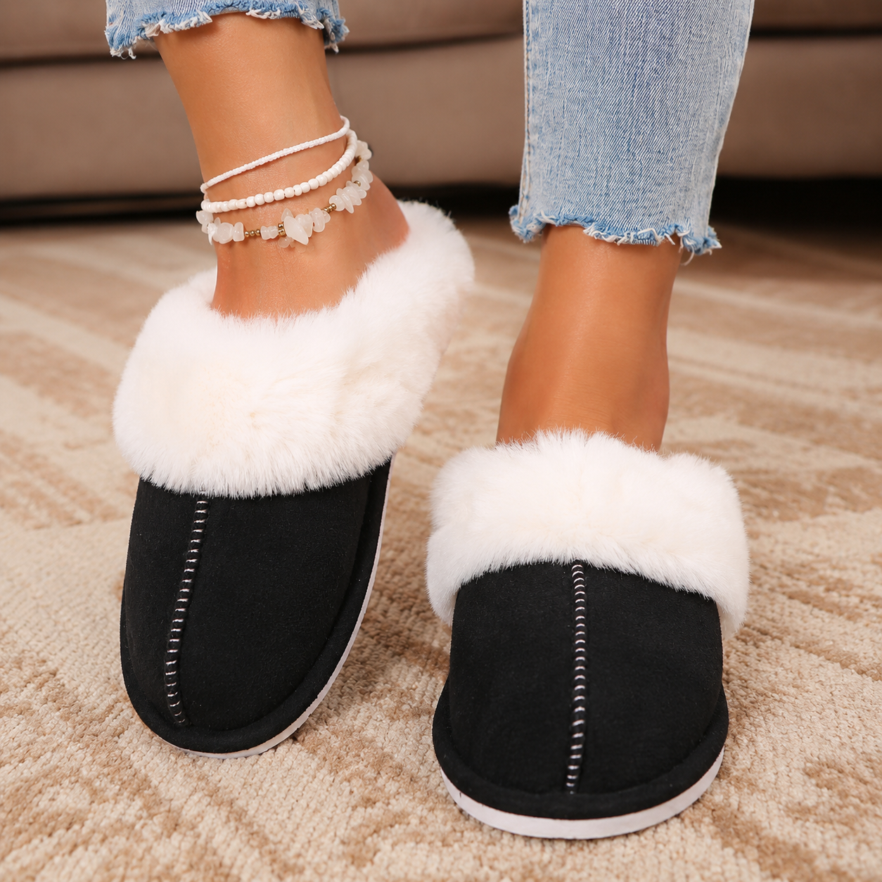 Casual Cozy Slip On Moccasin Slippers For Women