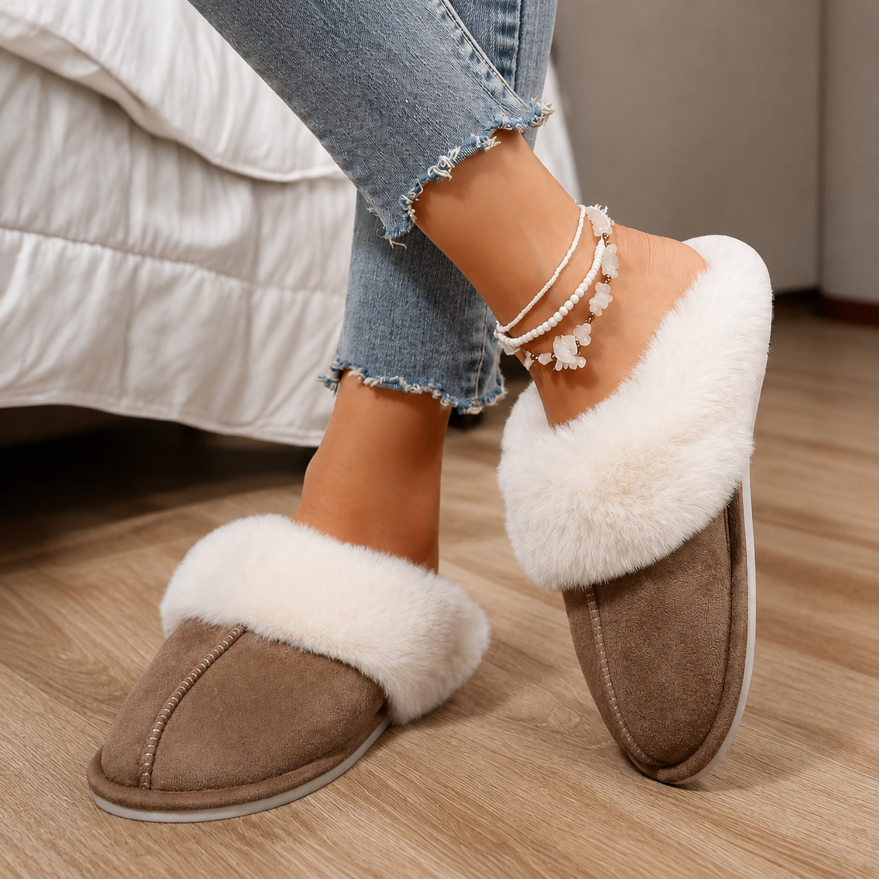 Casual Cozy Slip On Moccasin Slippers For Women