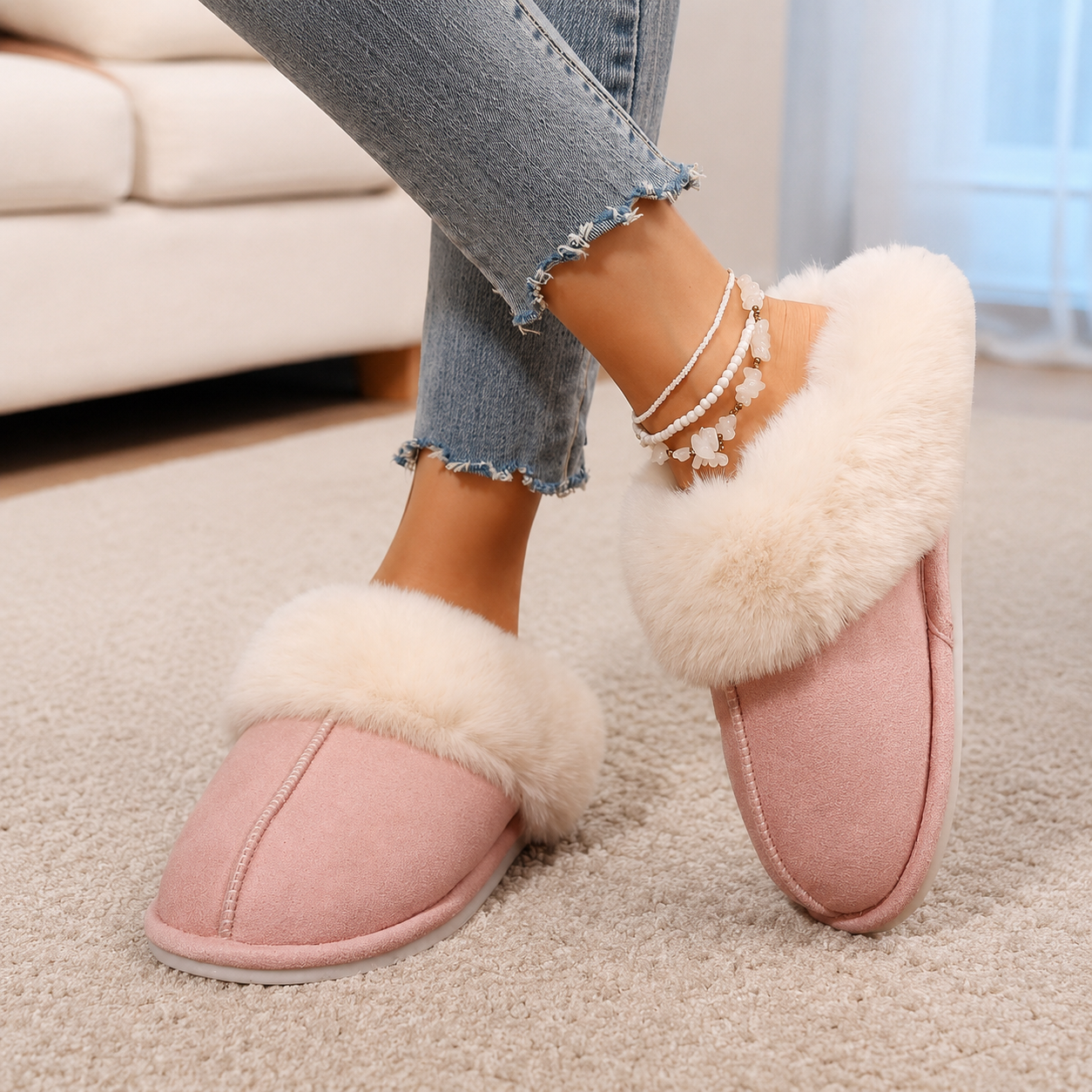 Casual Cozy Slip On Moccasin Slippers For Women