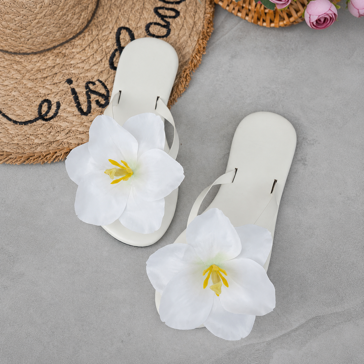 Floral Print Flat Slide Sandals with Lightweight Slip On Design for Women