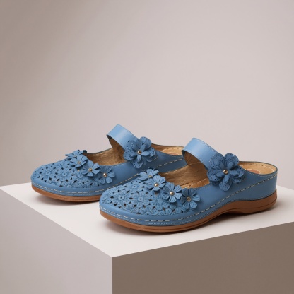 Floral Pattern Slip On Wedge Footwear