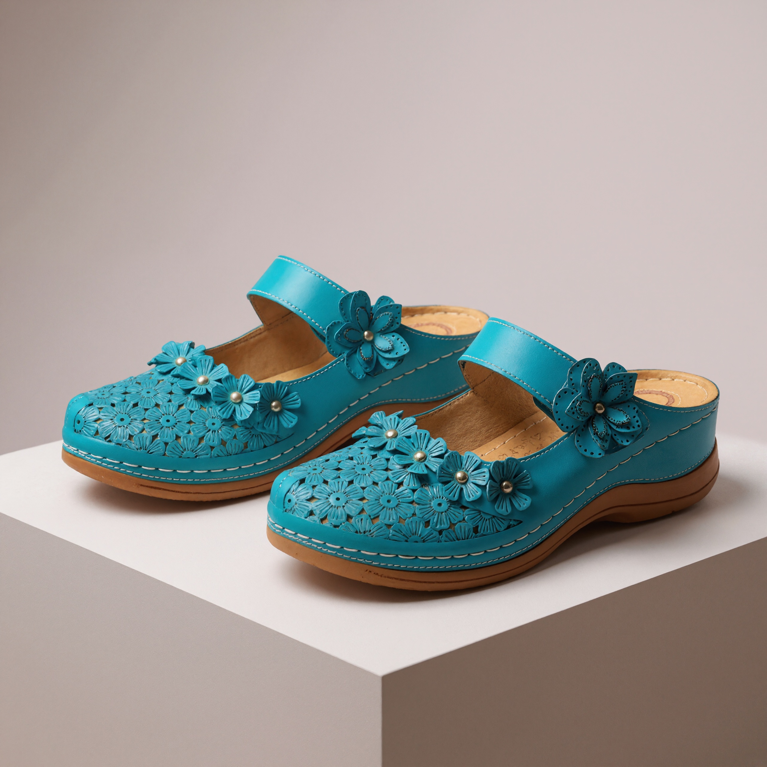 Floral Pattern Slip On Wedge FootwearFloral Pattern Slip On Wedge Footwear - Image 7