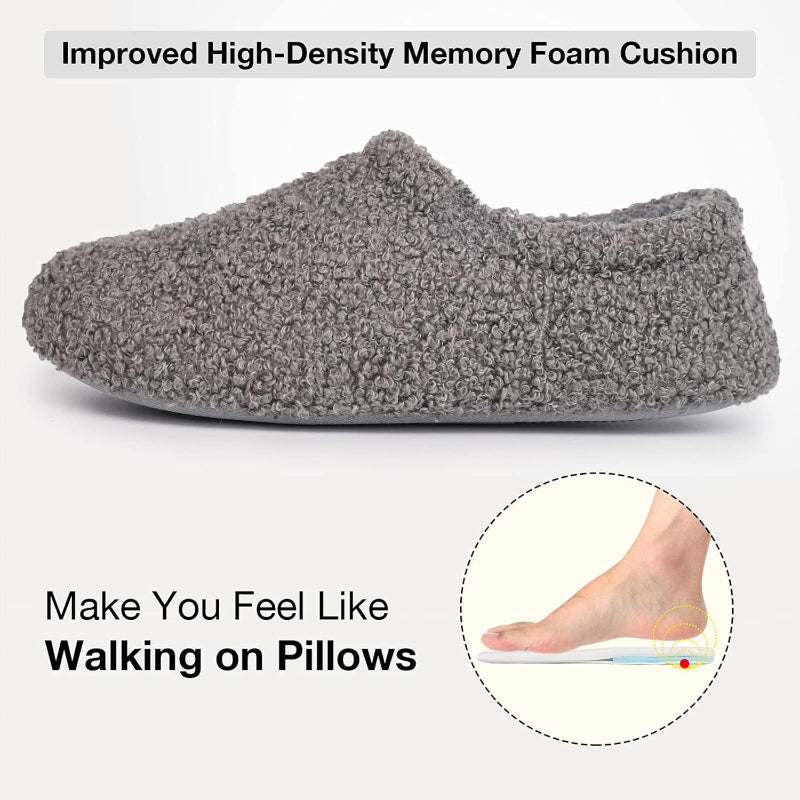 Memory Foam Fuzzy Slippers - Warm House Shoes in White - Angled View