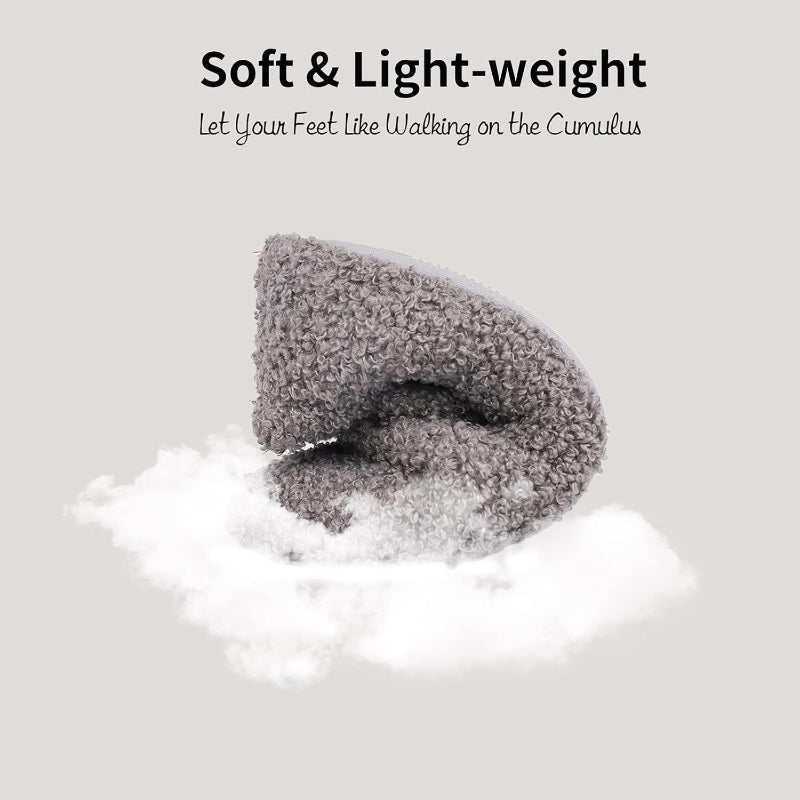 Memory Foam Fuzzy Slippers - Warm House Shoes in Dark Gray - On-Foot View