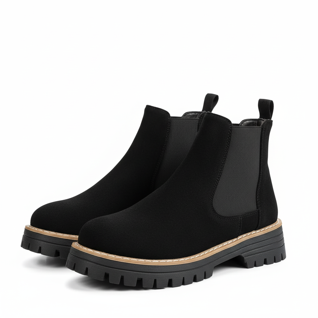 Women's Chunky Platform Chelsea Boots with Cushioned Insole