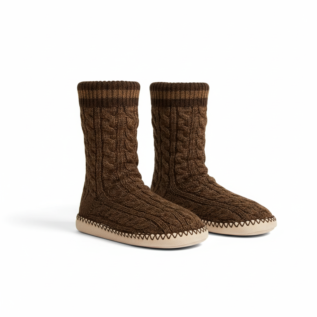 Plaid Knit Slipper Socks