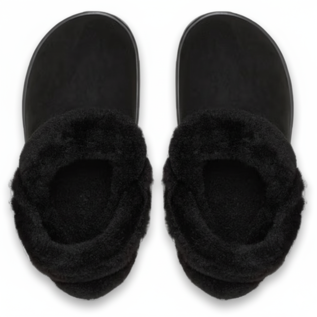Faux Fur Lined Suede Clog With Adjustable Back Strap DesignFaux Fur Lined Suede Clog With Adjustable Back Strap Design - Image 4