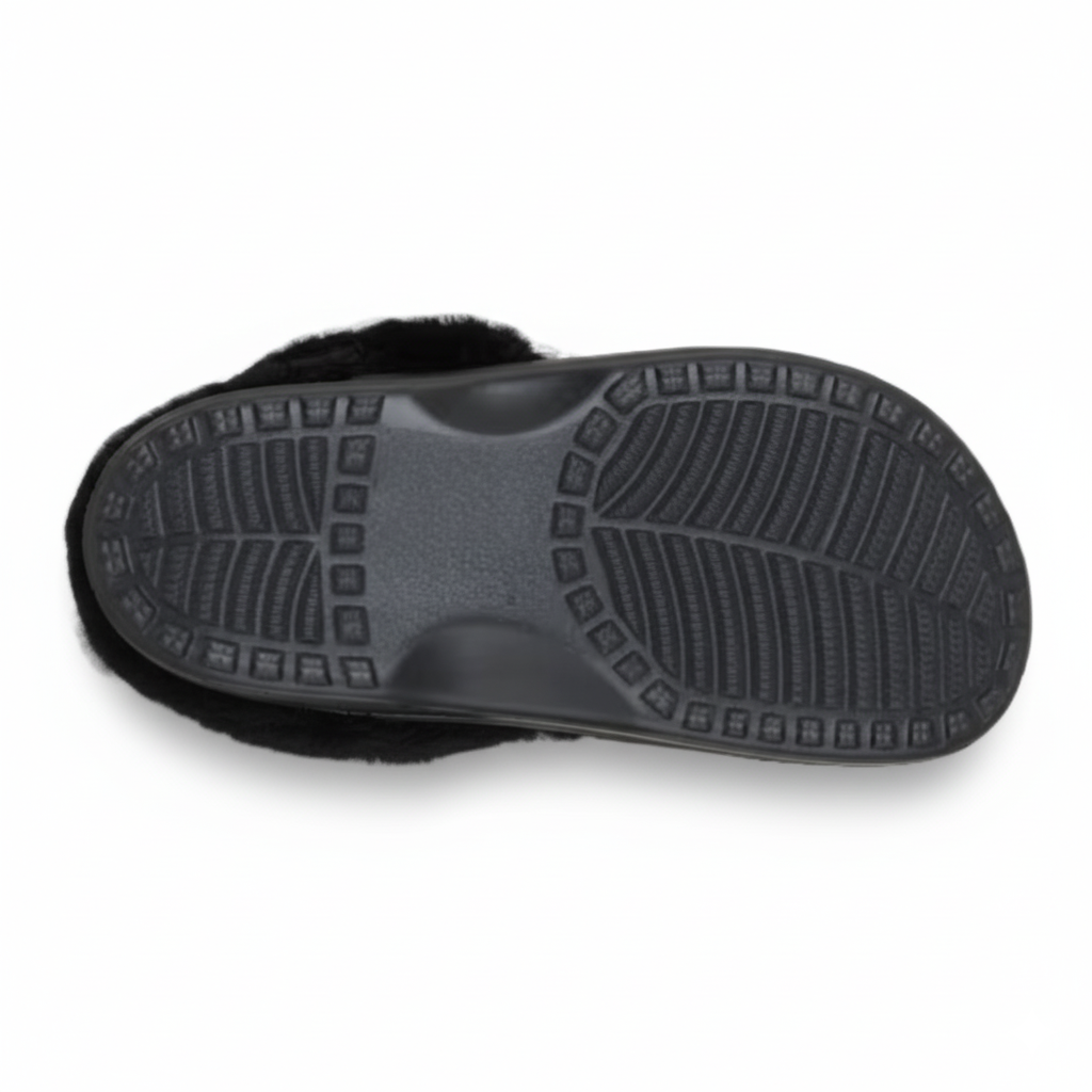 Faux Fur Lined Suede Clog With Adjustable Back Strap Design