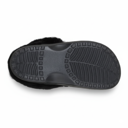 Faux Fur Lined Suede Clog With Adjustable Back Strap Design