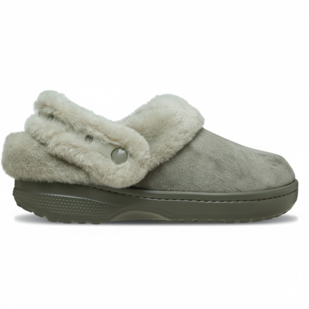 Faux Fur Lined Suede Clog With Adjustable Back Strap DesignFaux Fur Lined Suede Clog With Adjustable Back Strap Design - Image 8