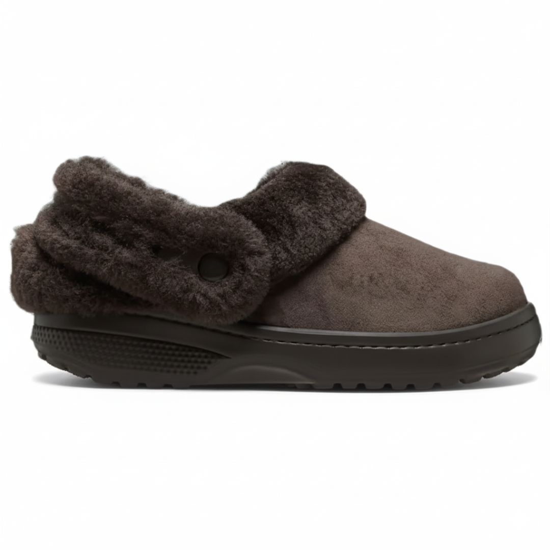 Faux Fur Lined Suede Clog With Adjustable Back Strap DesignFaux Fur Lined Suede Clog With Adjustable Back Strap Design - Image 9