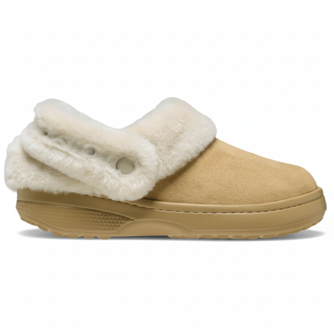 Faux Fur Lined Suede Clog With Adjustable Back Strap DesignFaux Fur Lined Suede Clog With Adjustable Back Strap Design - Image 10