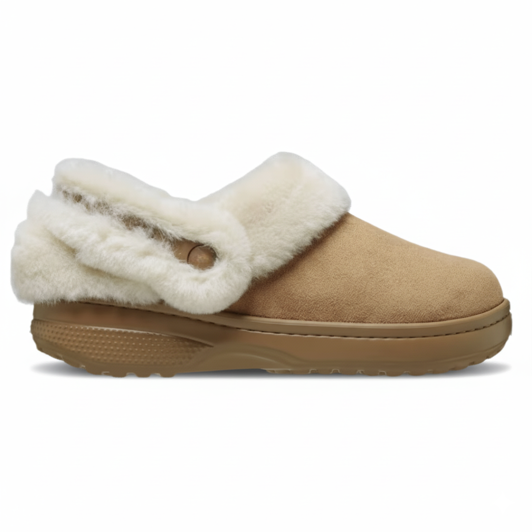 Faux Fur Lined Suede Clog With Adjustable Back Strap DesignFaux Fur Lined Suede Clog With Adjustable Back Strap Design - Image 12