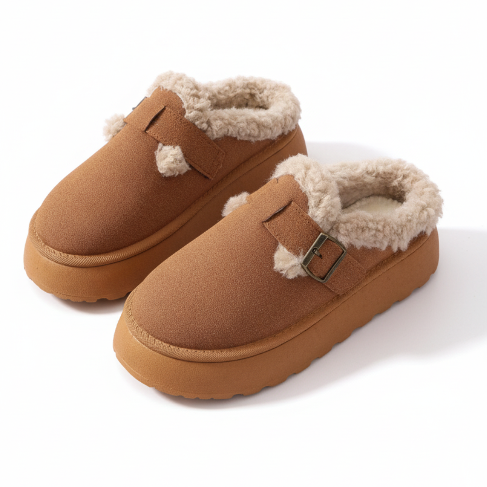 Cozy Winter Plush Lined Platform House Slippers