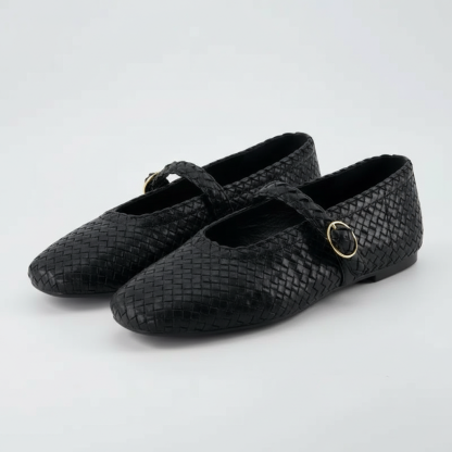Woven Bistro Mary Jane Flat Shoes