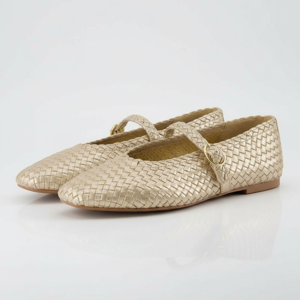 Woven Bistro Mary Jane Flat Shoes