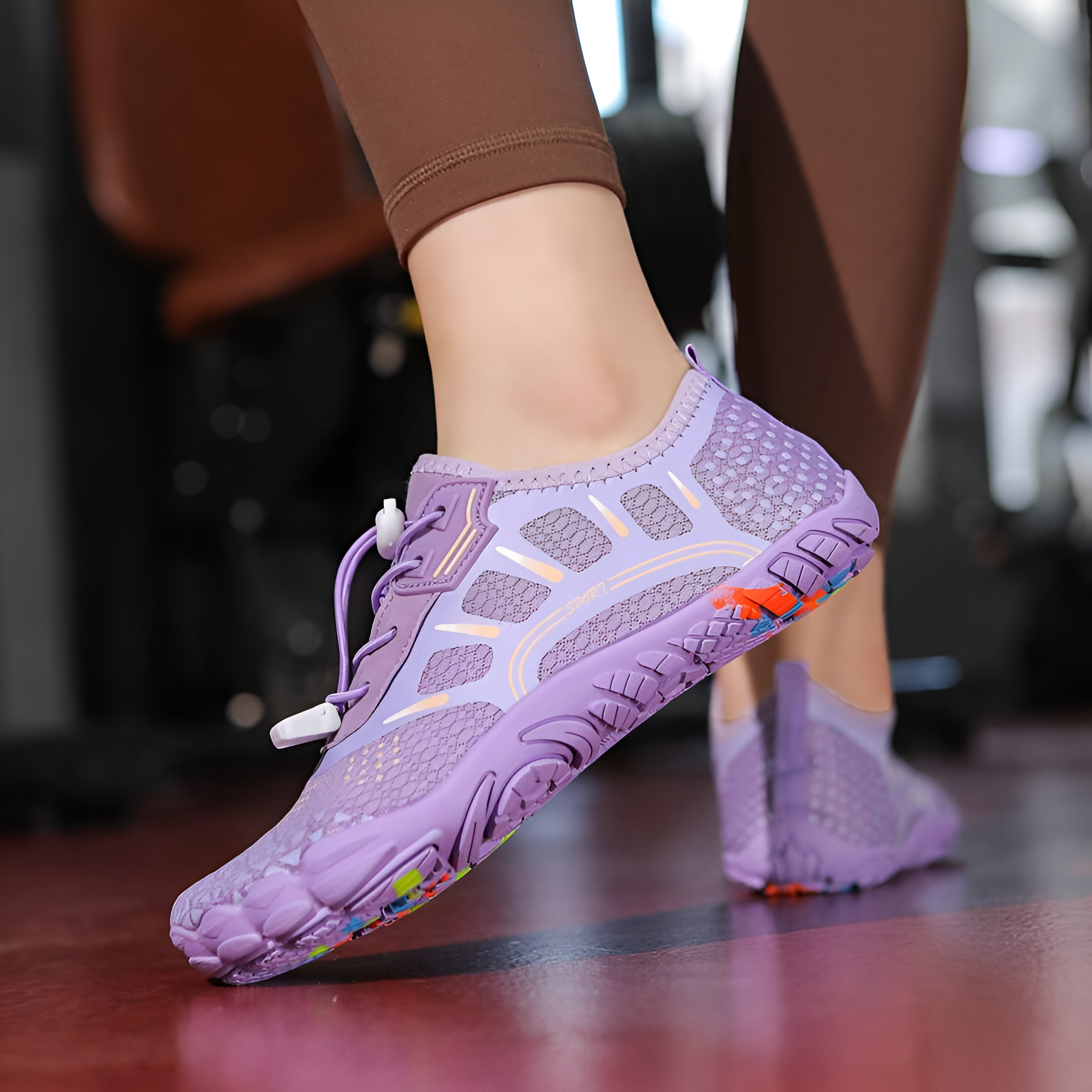 Adjustable Quick Dry Barefoot Water Shoes in White - Front View