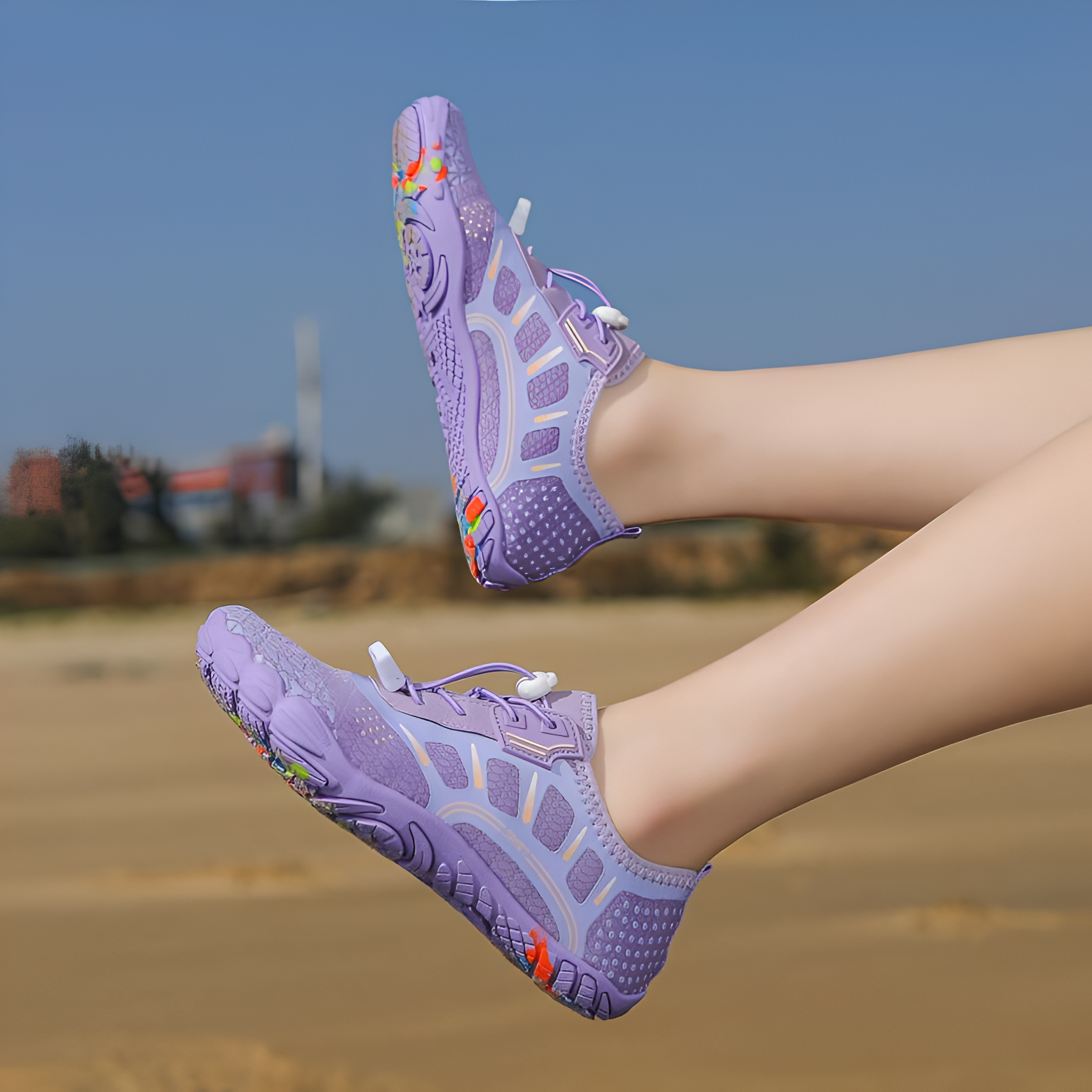 Adjustable Quick Dry Barefoot Water Shoes in Turquoise - Color Detail
