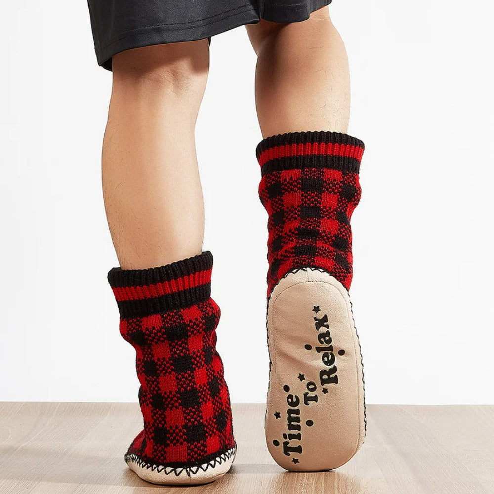 Plaid Knit Slipper Socks