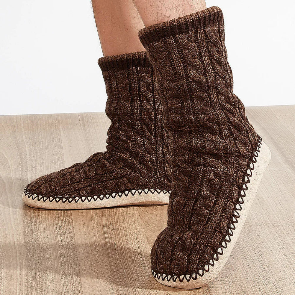 Plaid Knit Slipper Socks