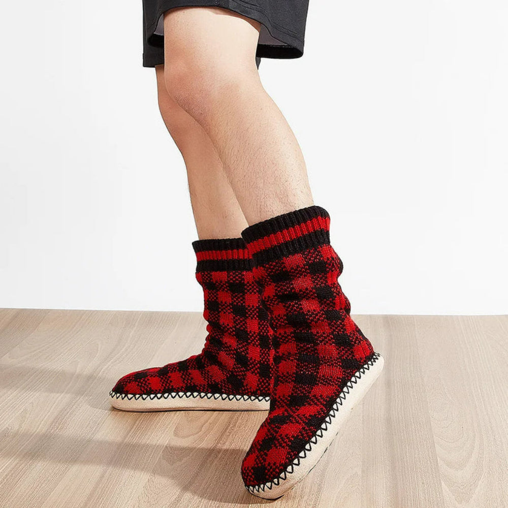 Plaid Knit Slipper Socks