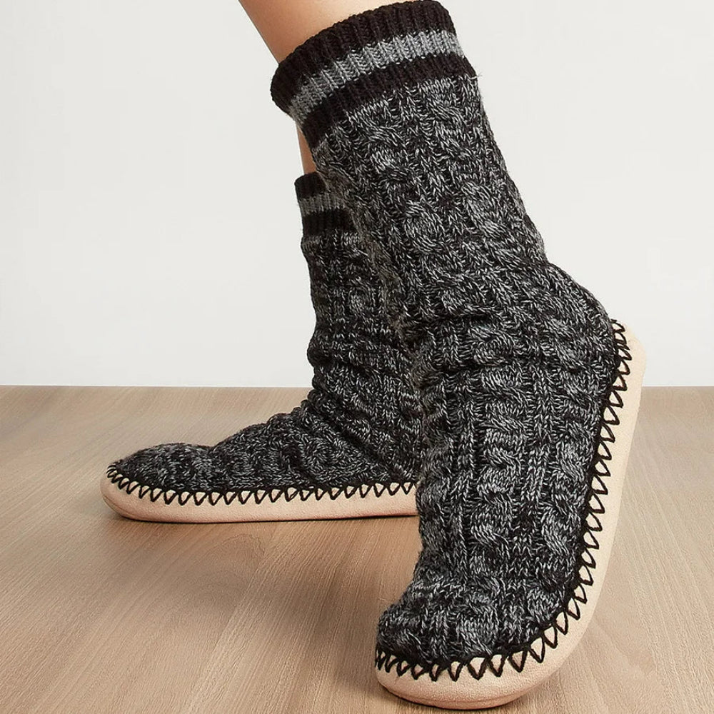 Plaid Knit Slipper Socks