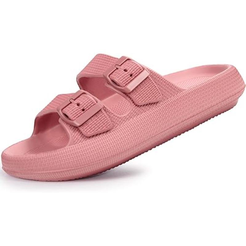 Unisex Soft Adjustable EVA Slides Dual Buckle Comfort Sandals