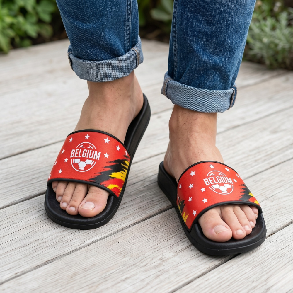 World Cup 2026 Belgium Football Fan Printed Slippers