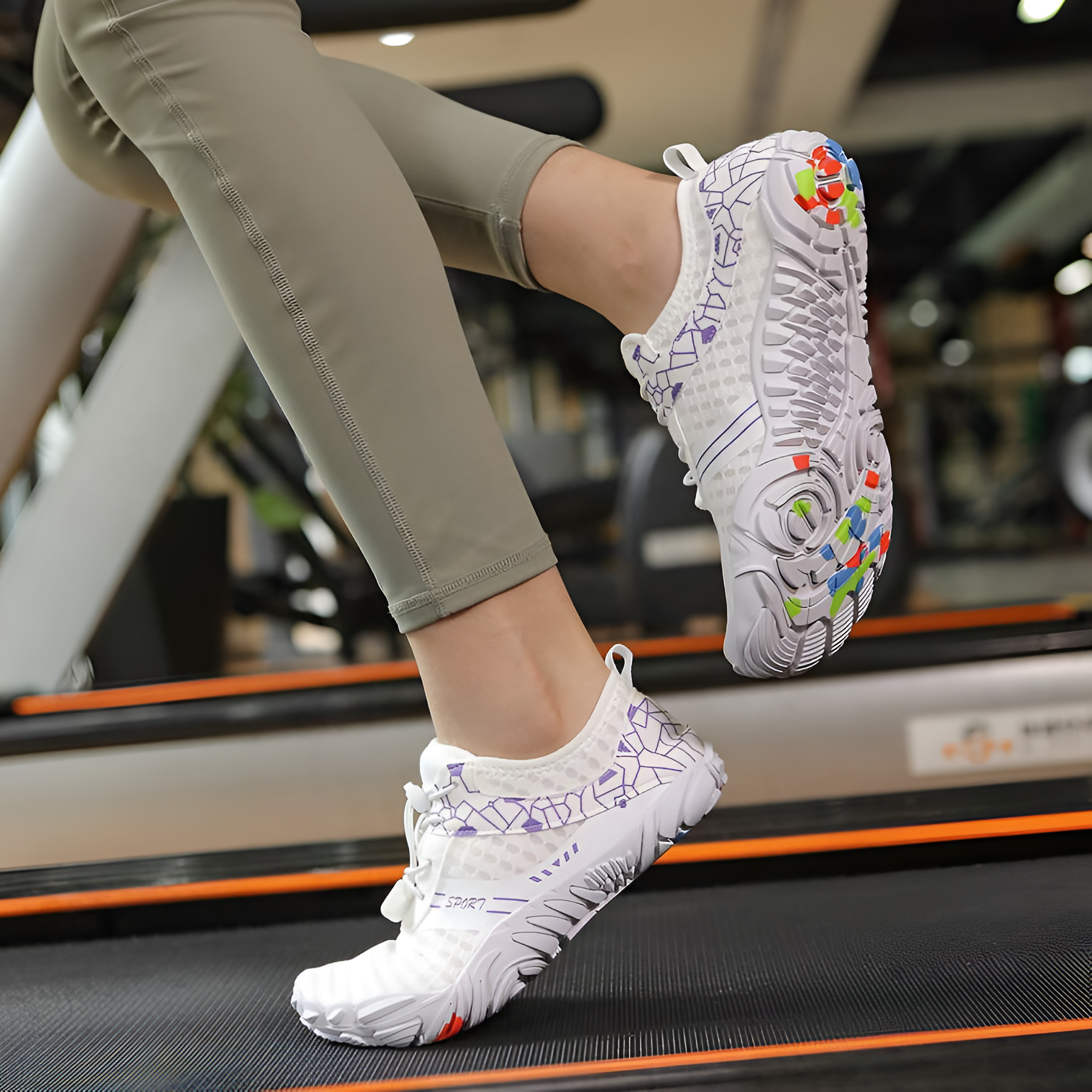 Adjustable Quick Dry Barefoot Water Shoes in White - Angled View