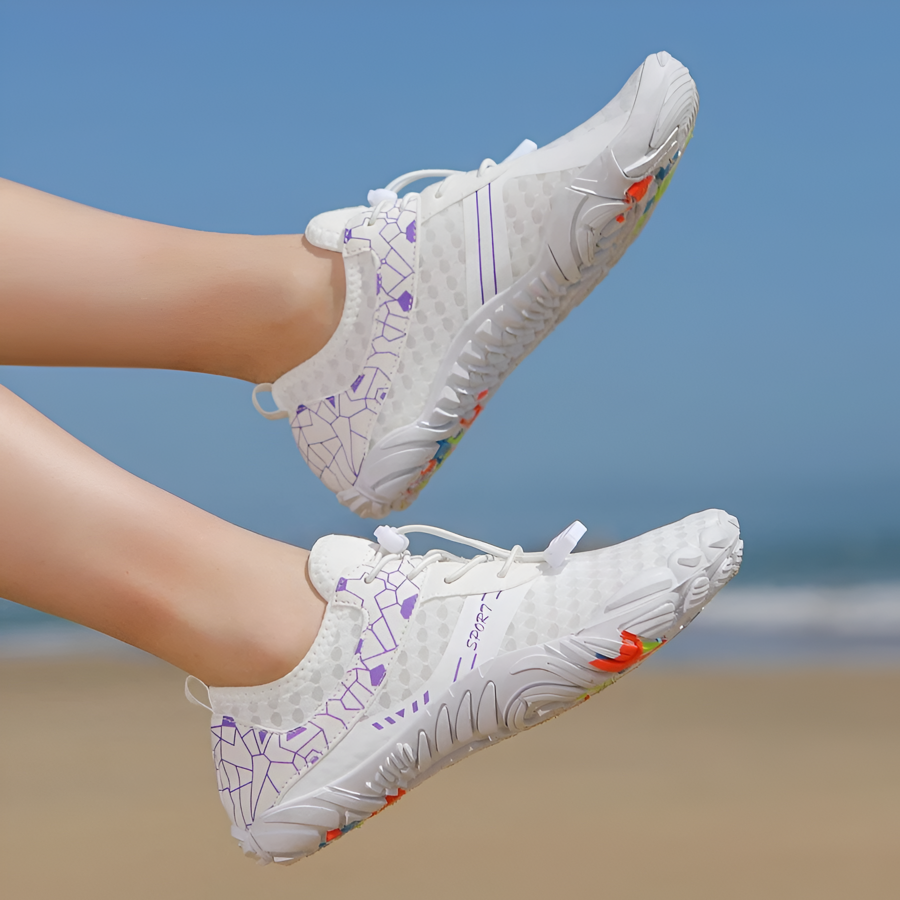 Adjustable Quick Dry Barefoot Water Shoes in Black - Side View